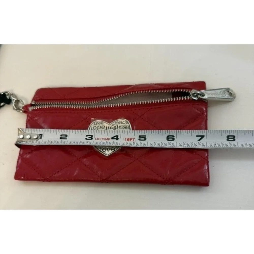 Brighton Holiday Wristlet Pouch Set Red Quilted Heart Black Joy Script Bag‎